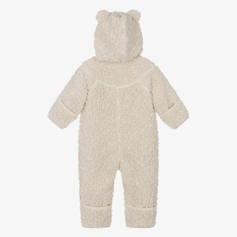 Molo-Ivory Teddy Fleece Hooded Pramsuit | Childrensalon Outlet