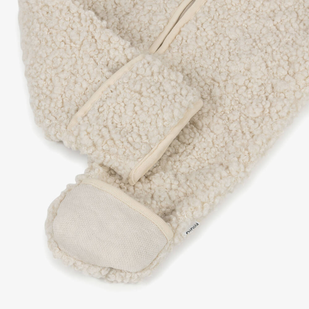 Molo-Ivory Teddy Fleece Hooded Pramsuit | Childrensalon Outlet