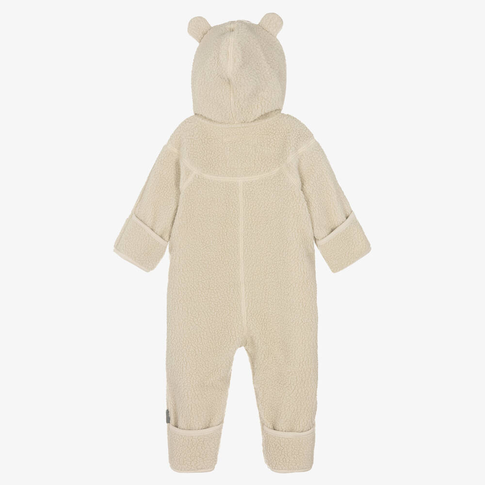 Molo-Ivory Teddy Fleece Pramsuit | Childrensalon Outlet