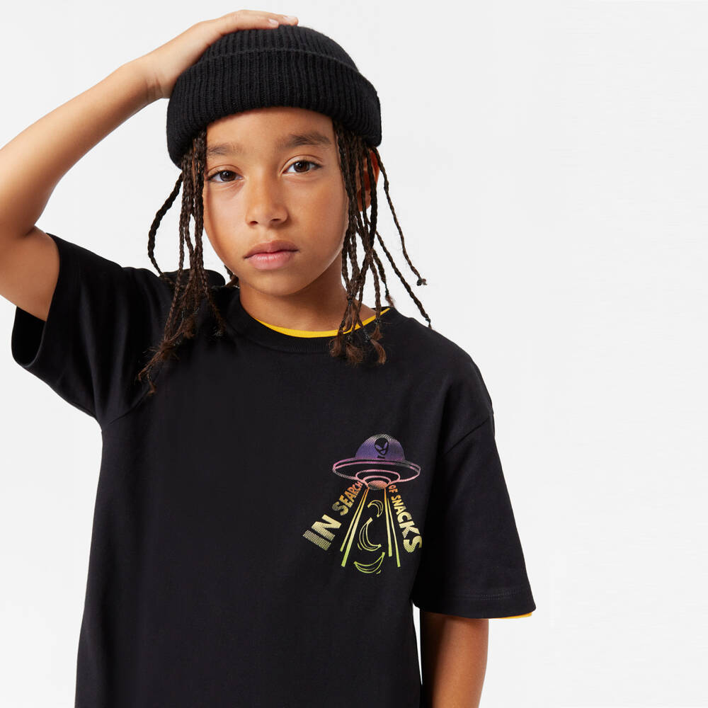 Molo-Junior Boys Black UFO Cotton Tee | Childrensalon Outlet