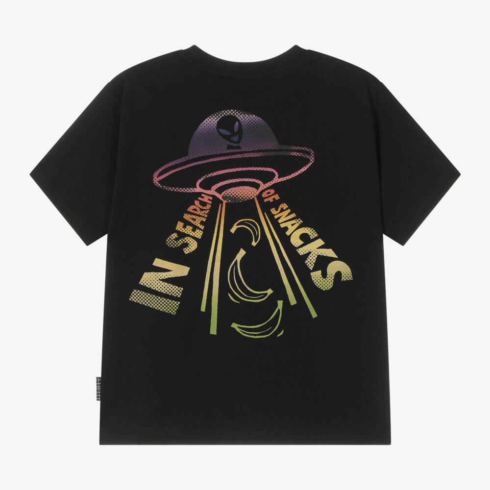 Molo-Junior Boys Black UFO Cotton Tee | Childrensalon Outlet