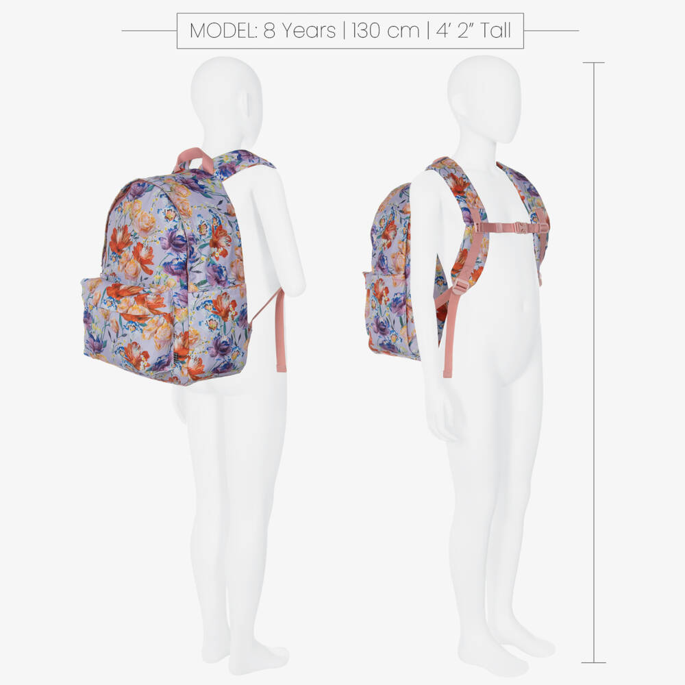 Molo-Lilac Purple Canvas Floral Backpack (42cm) | Childrensalon Outlet