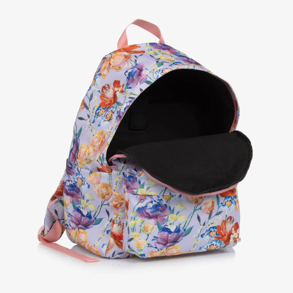 Molo-Lilac Purple Canvas Floral Backpack (42cm) | Childrensalon Outlet