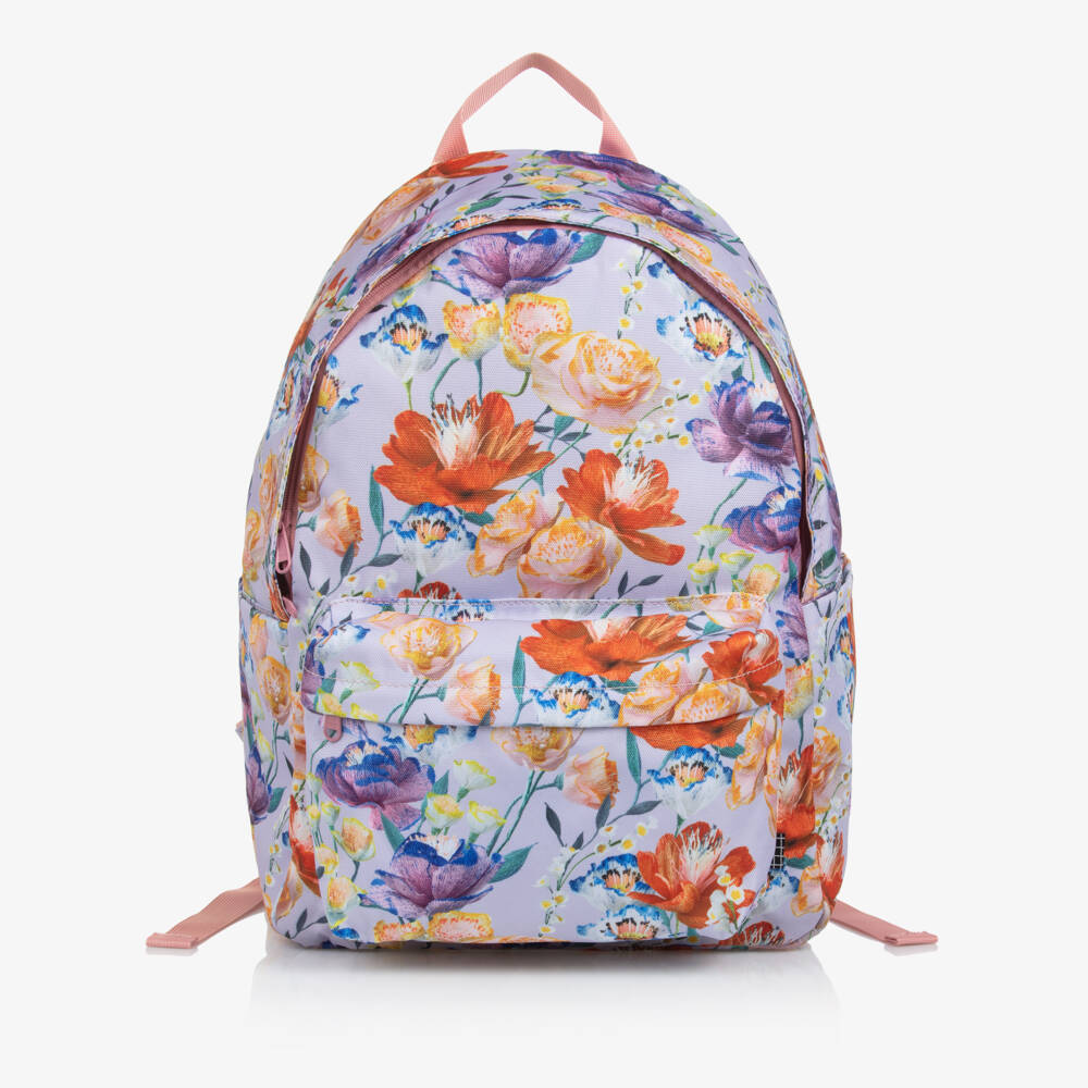 Molo-Lilac Purple Canvas Floral Backpack (42cm) | Childrensalon Outlet
