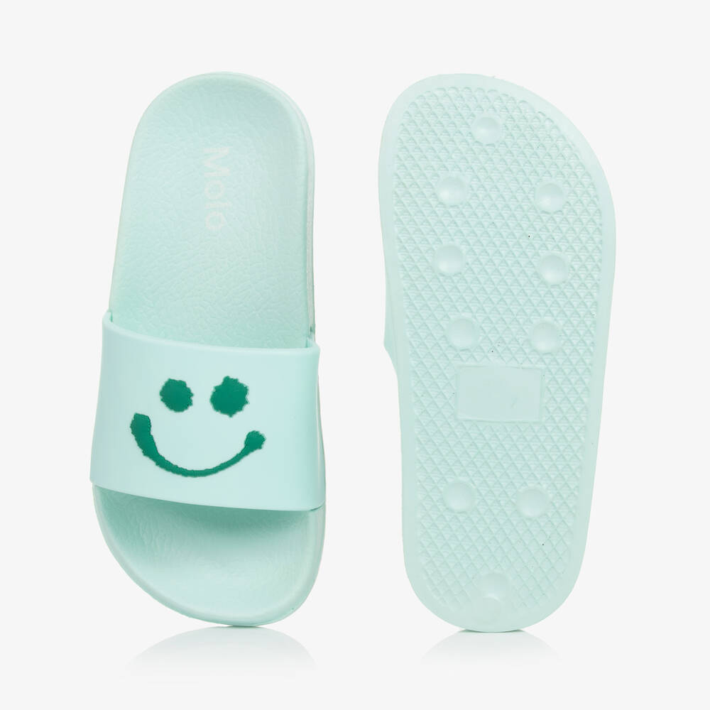 Molo-Mint Green Smiling Face Foam Sliders | Childrensalon Outlet