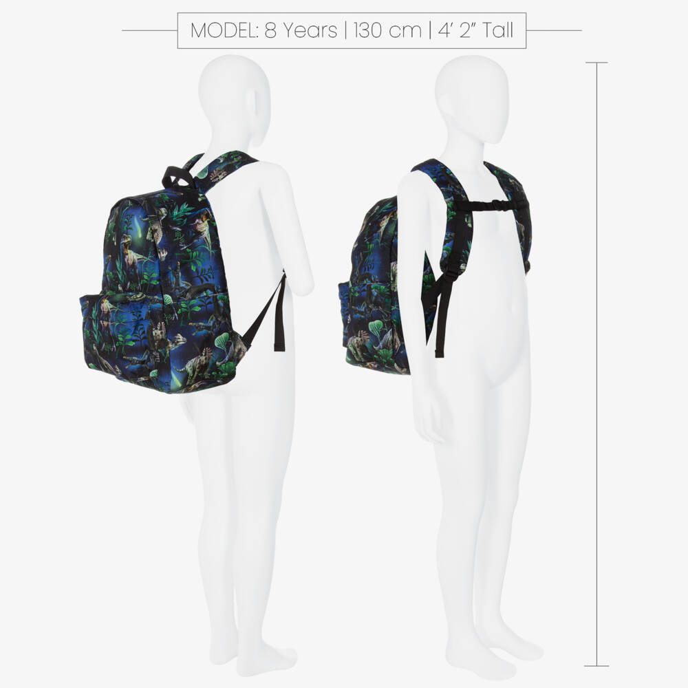 Molo-Navy Blue Canvas Dinosaur Backpack (42cm) | Childrensalon Outlet