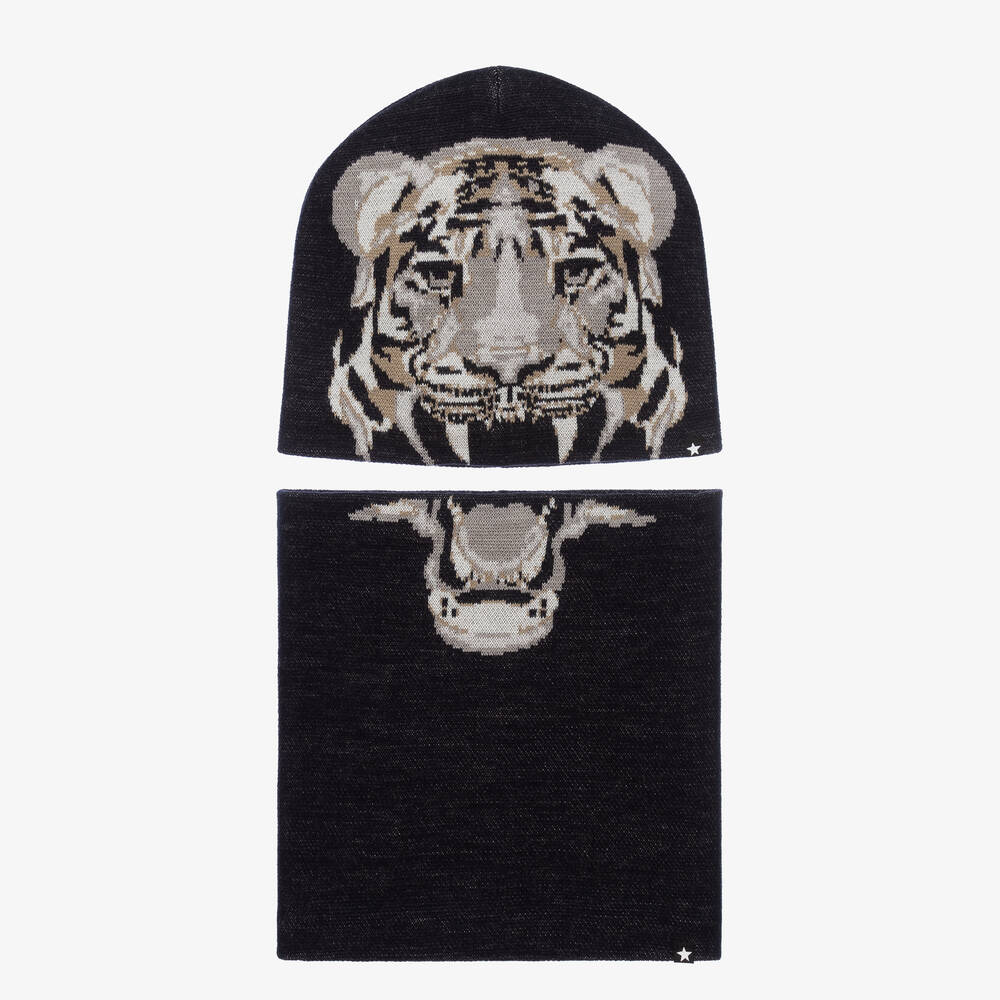 Molo-Navy Blue Hat & Snood Set | Childrensalon Outlet