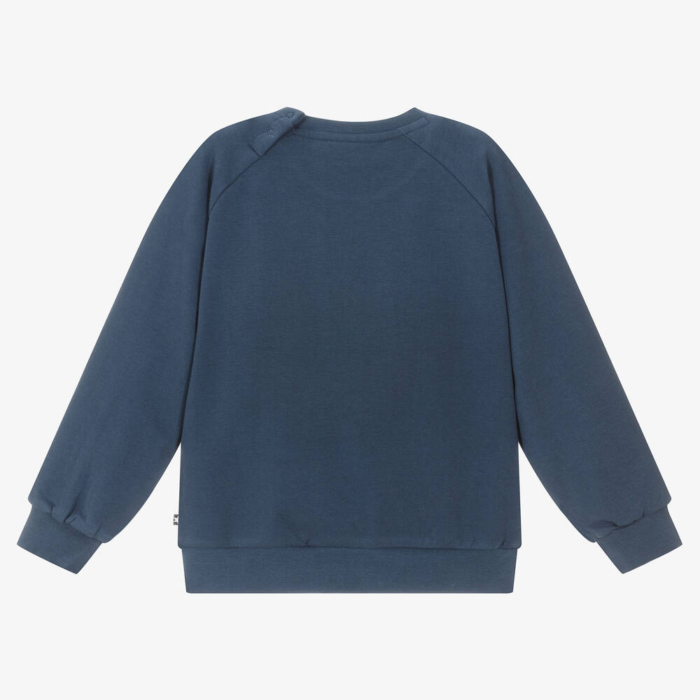 Molo-Navy Blue Organic Cotton Smile Sweatshirt | Childrensalon Outlet