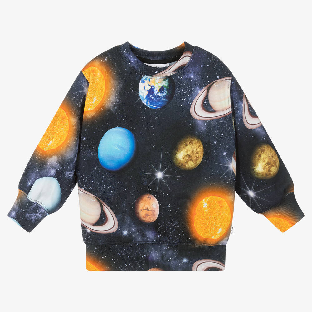Molo - Navy Blue Planets Sweatshirt | Childrensalon