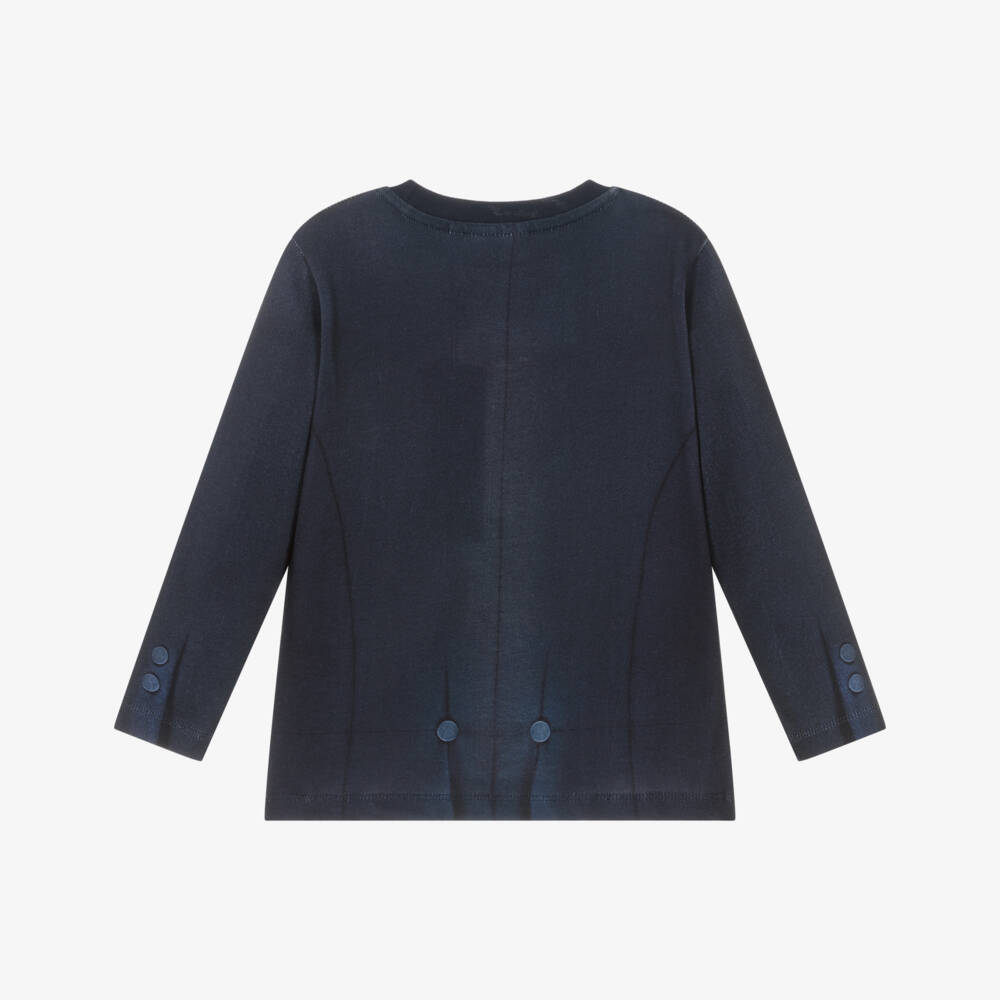 Molo-Navy Blue Tuxedo Print Top | Childrensalon Outlet