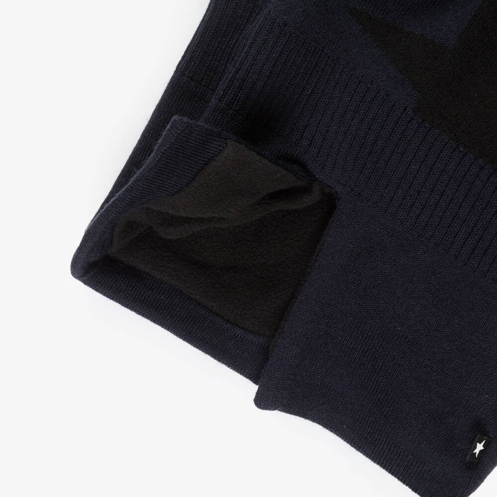 Molo-Navy Blue Wool Knit Star Balaclava | Childrensalon Outlet