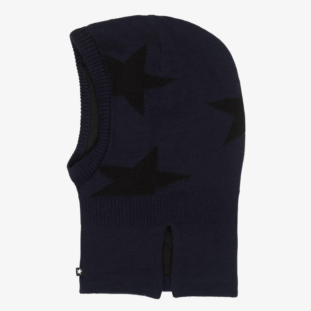 Molo-Navy Blue Wool Knit Star Balaclava | Childrensalon Outlet