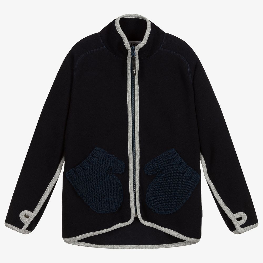 Molo - Navy Blue Zip-Up Fleece | Childrensalon