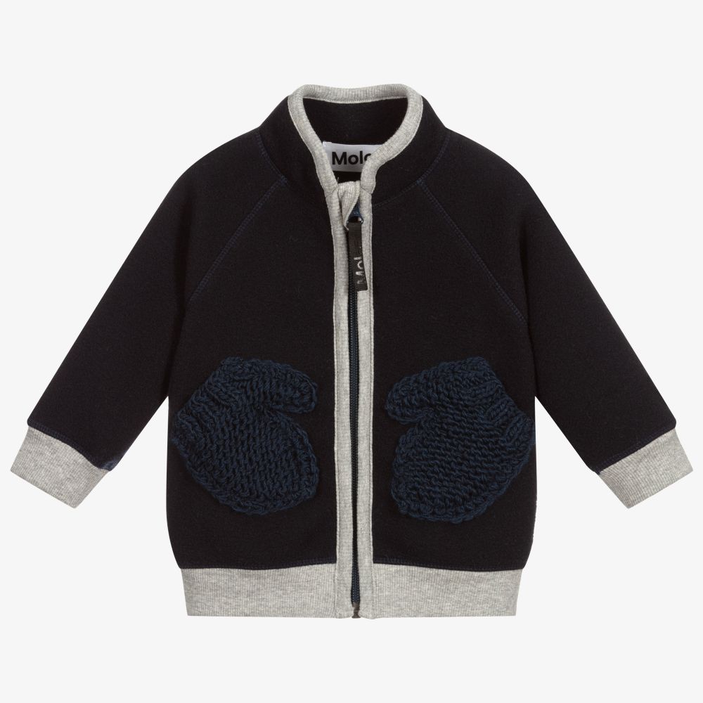 Molo-Navy Blue Zip Up Fleece  | Childrensalon Outlet