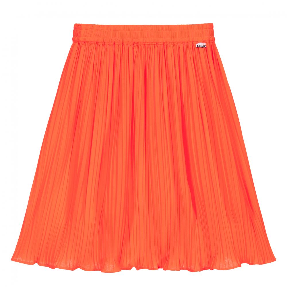 Molo - Neon Coral Pink Pleated Skirt | Childrensalon