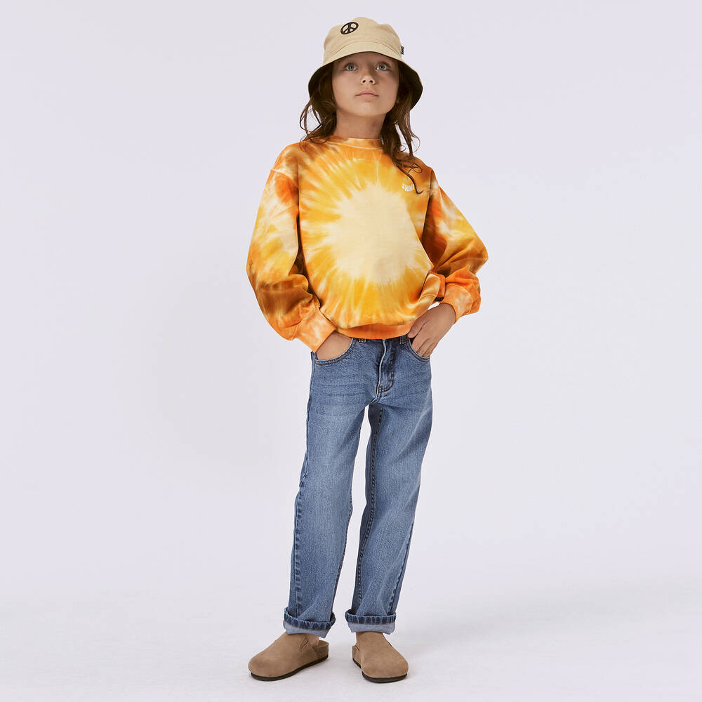 Molo-Orange & Brown Cotton Tie-Dye Sweatshirt | Childrensalon Outlet