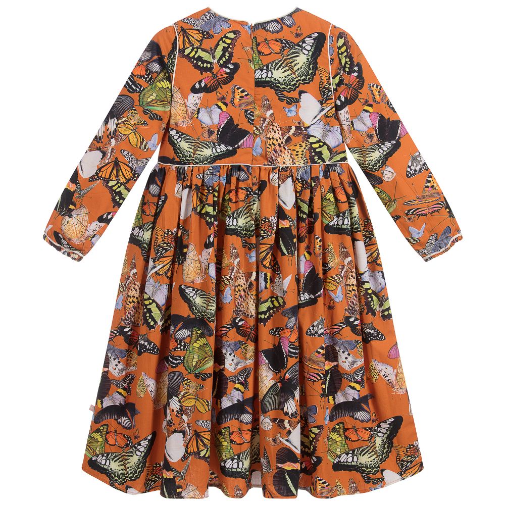 Molo-Orange Cotton Butterfly Dress | Childrensalon Outlet