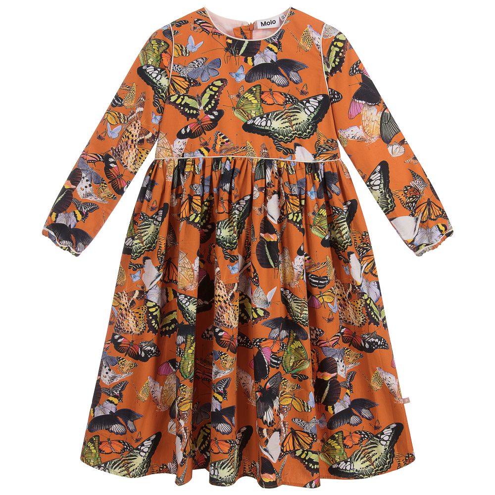 Molo - Orange Cotton Butterfly Dress | Childrensalon