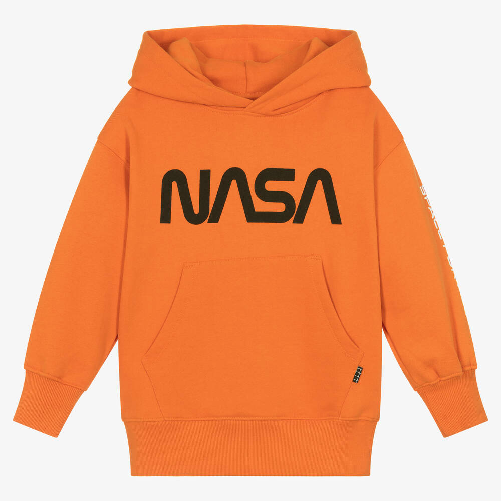 Molo - Sweat à capuche orange bio Nasa | Childrensalon