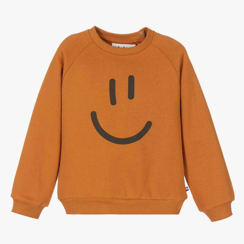 Molo - Sweat en coton Sourire orange | Childrensalon