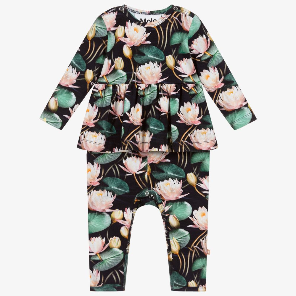 Molo-Organic Cotton Lilies Romper | Childrensalon Outlet