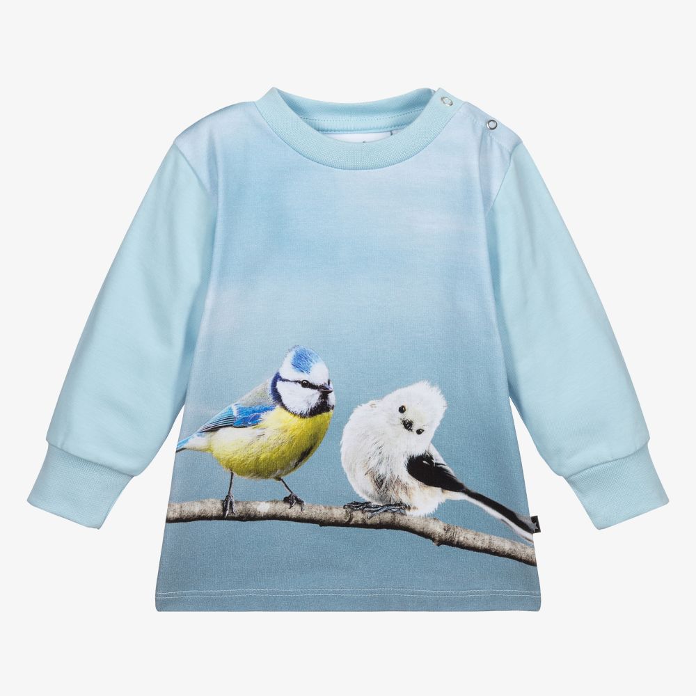 Molo - توب قطن عضوي جيرسي لون أزرق باهت للأولاد | Childrensalon