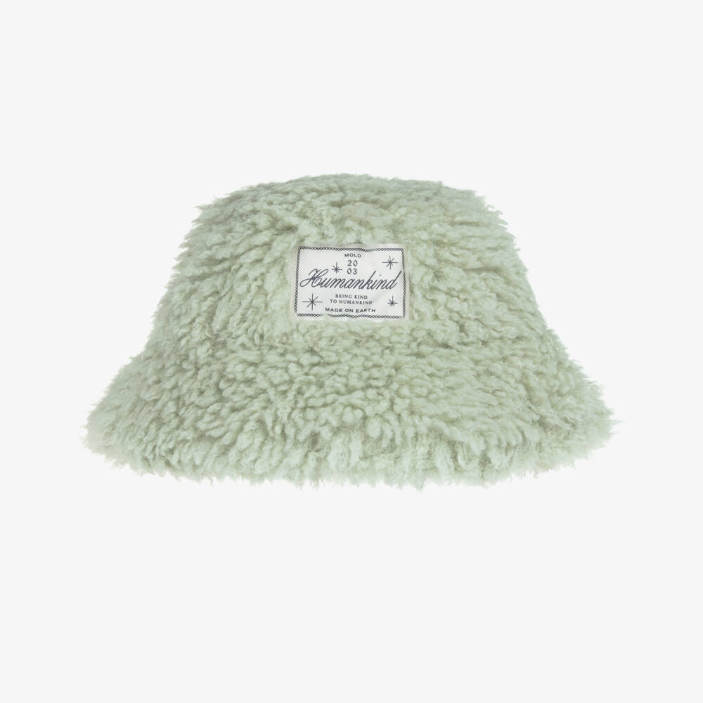 Molo-Pale Green Fluffy Faux Shearling Bucket Hat | Childrensalon Outlet