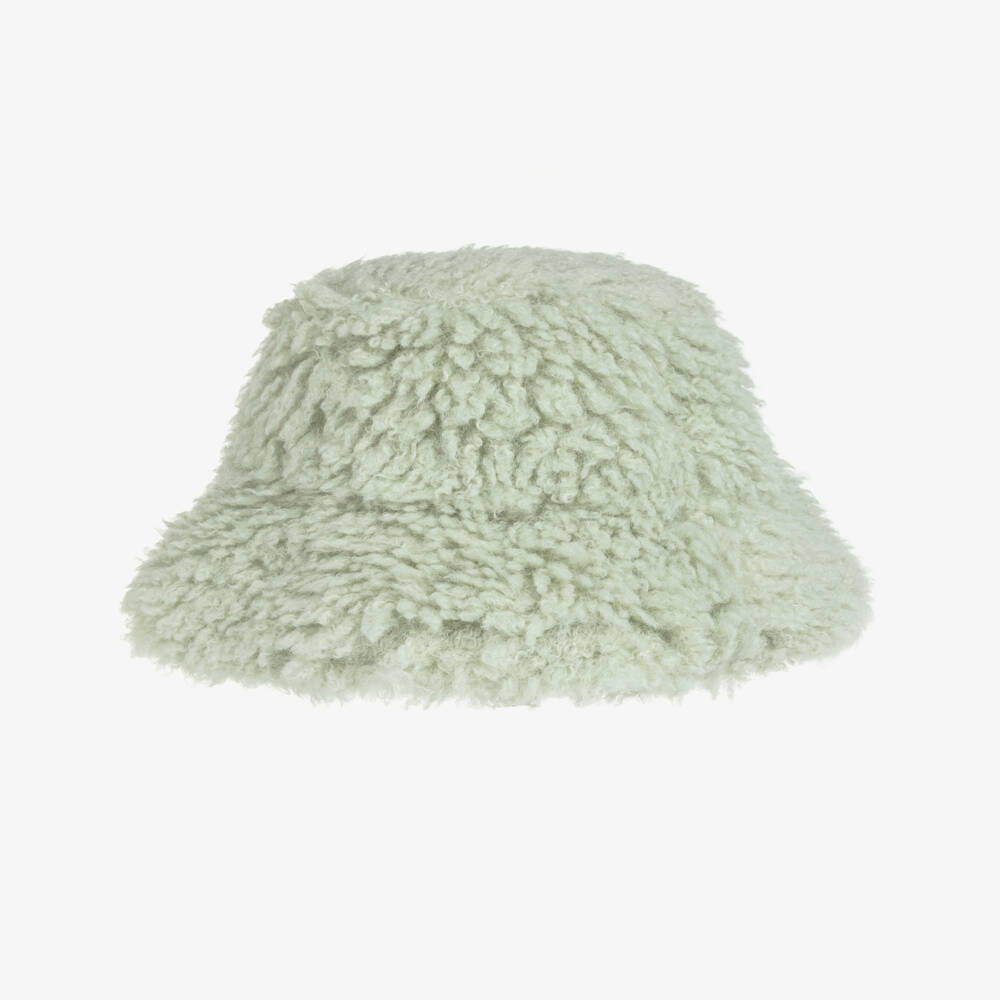 Molo-Pale Green Fluffy Faux Shearling Bucket Hat | Childrensalon Outlet