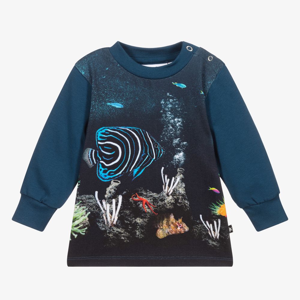 Molo - Petrol Blue Organic Cotton Top | Childrensalon