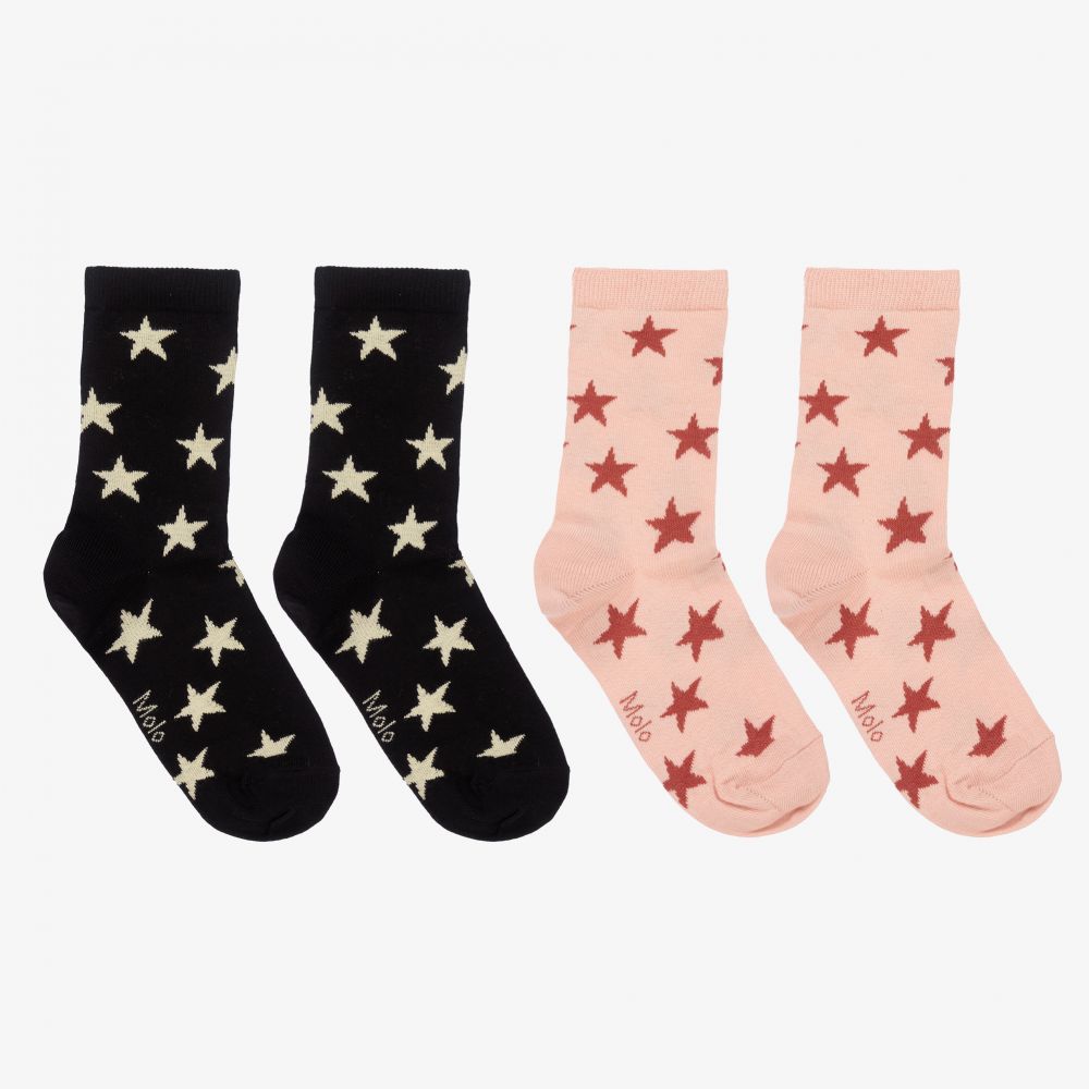 Molo - Pink & Black Socks (2 Pack) | Childrensalon