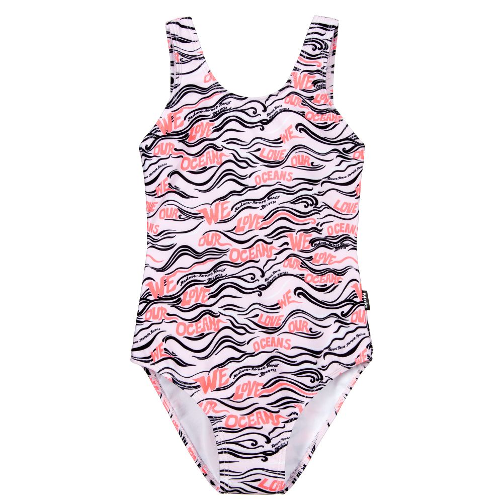 Molo - Badeanzug in Pink und Schwarz (UPF 50+) | Childrensalon