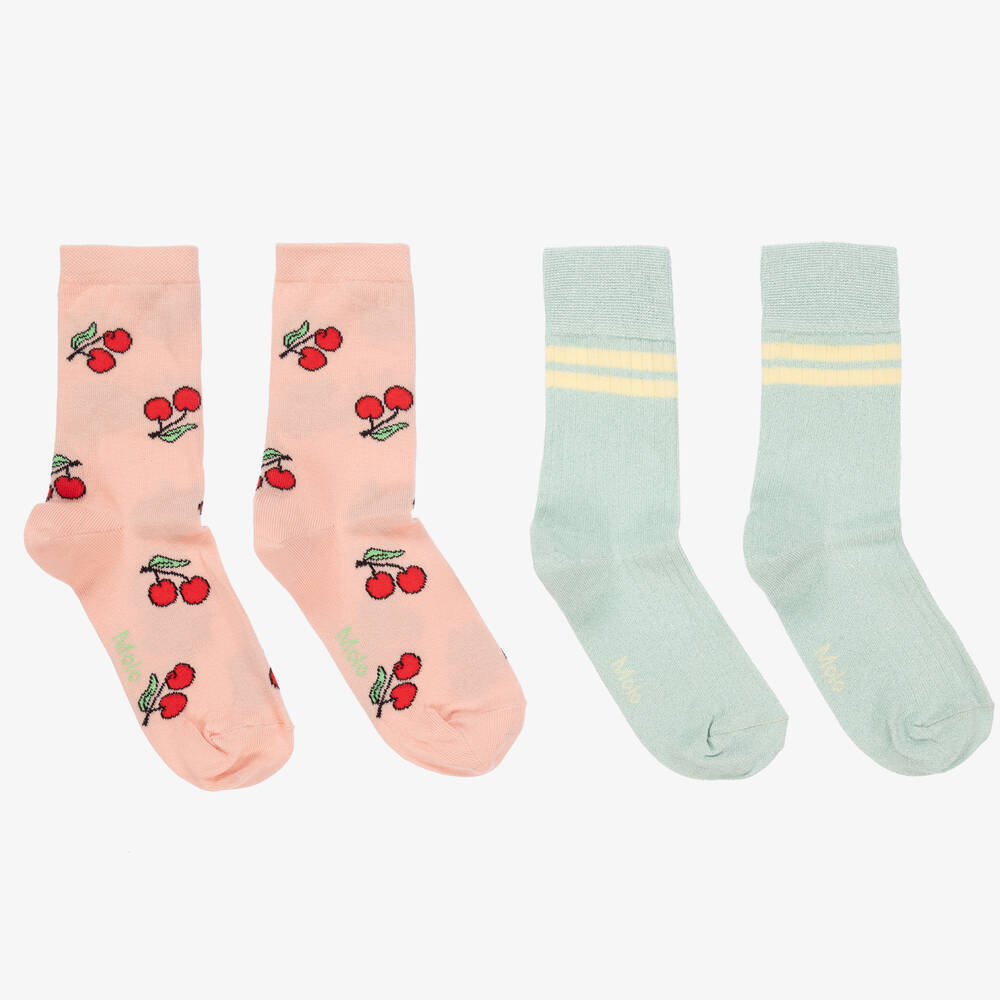 Molo - Розовые и голубые трикотажные носки (2пары) | Childrensalon