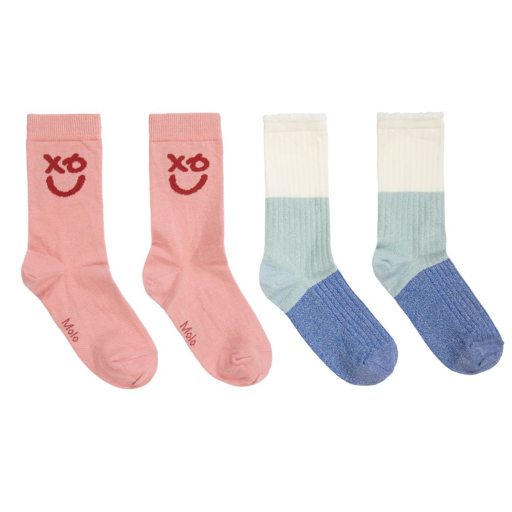 Molo - Pink & Blue Socks (2 Pack) | Childrensalon Outlet