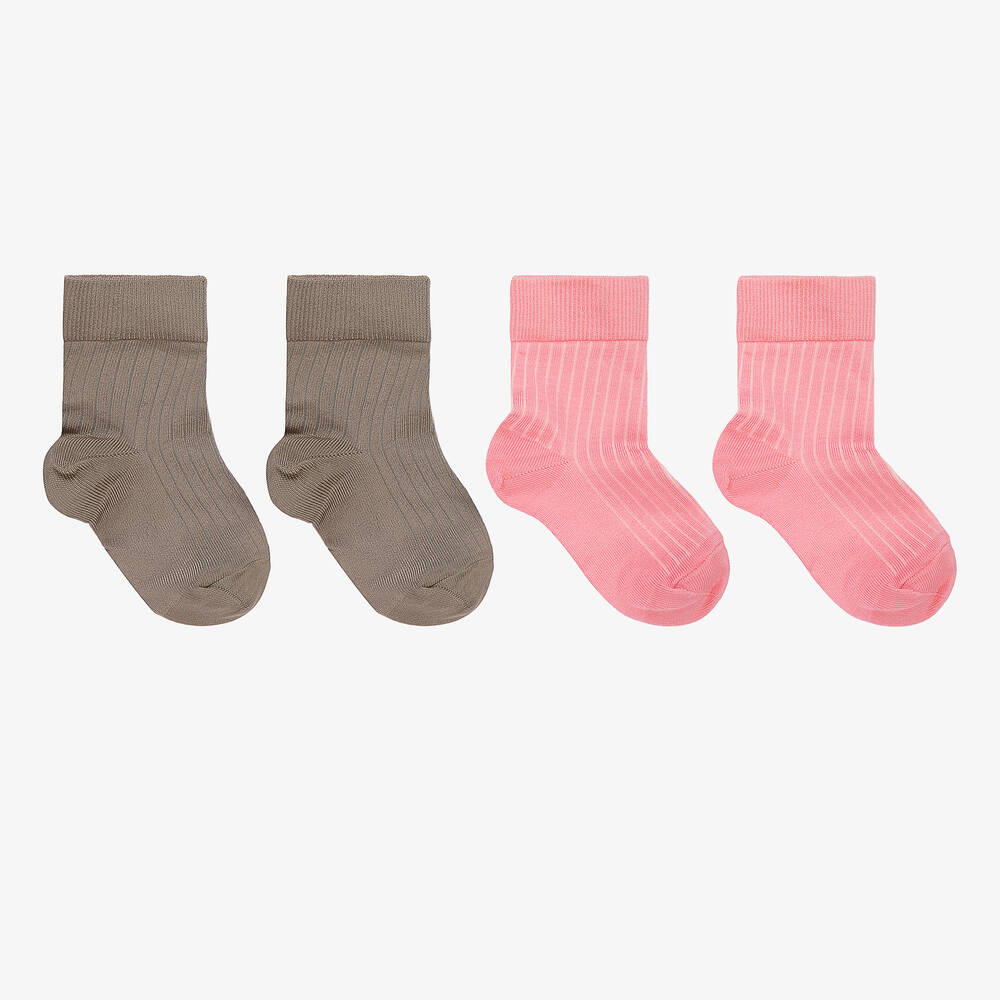 Molo - Pink & Brown Socks (2 Pack) | Childrensalon