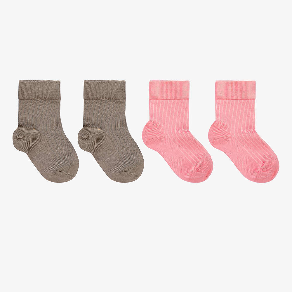 Molo-Pink & Brown Socks (2 Pack) | Childrensalon Outlet