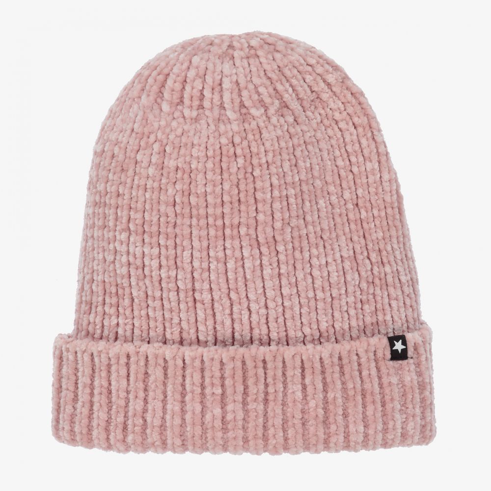 Molo - Bonnet rose en maille chenille  | Childrensalon