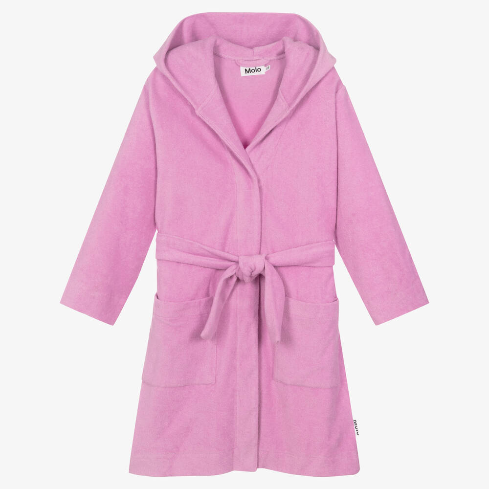 Molo - Pink Cotton Hooded Bathrobe | Childrensalon