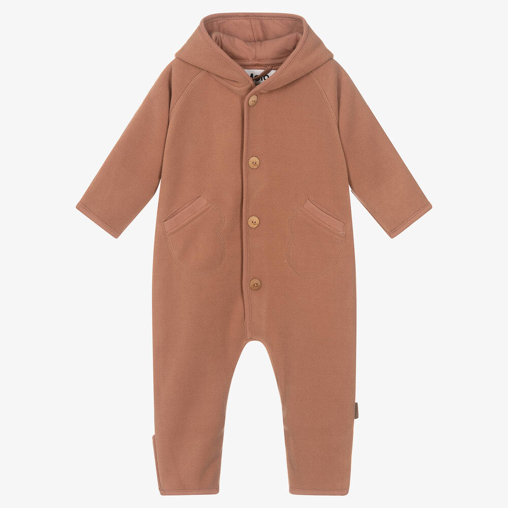 Molo - Rosa Fleece-Overall mit Kapuze | Childrensalon