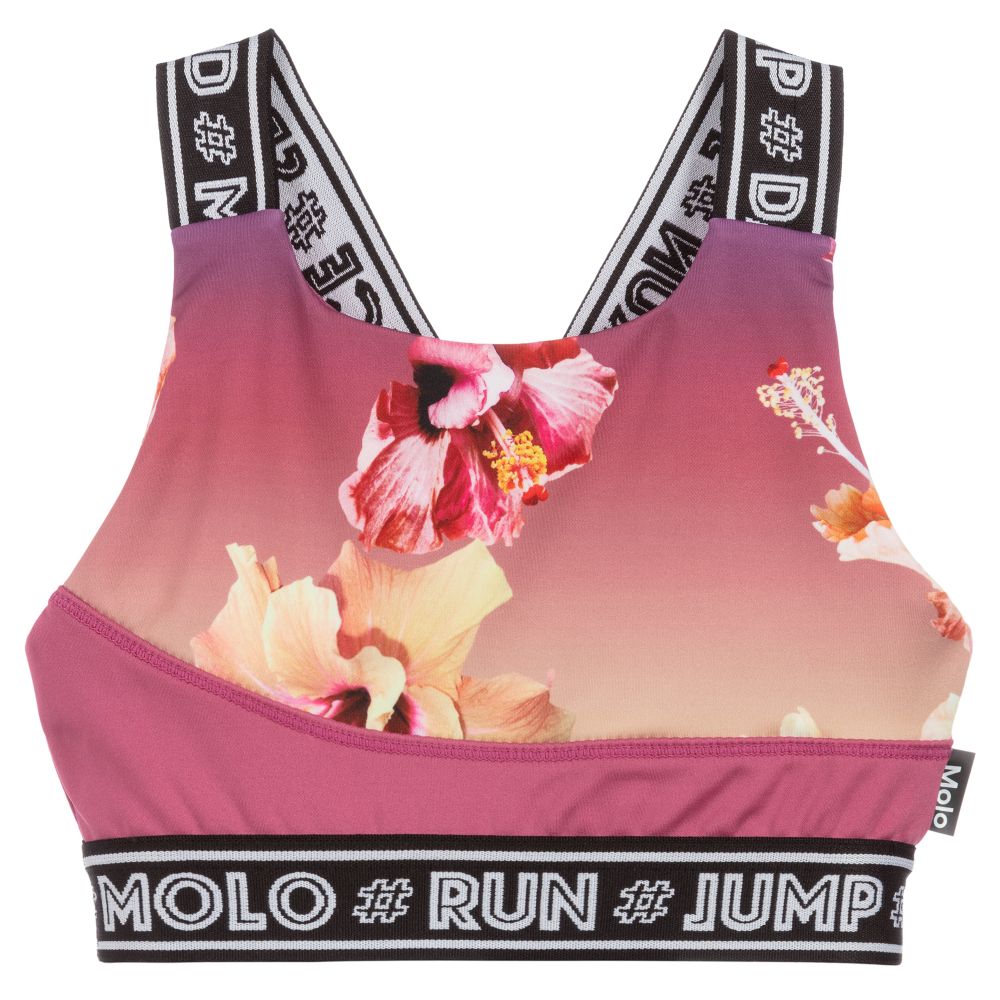 Molo - Pink Floral Cropped Sports Top | Childrensalon