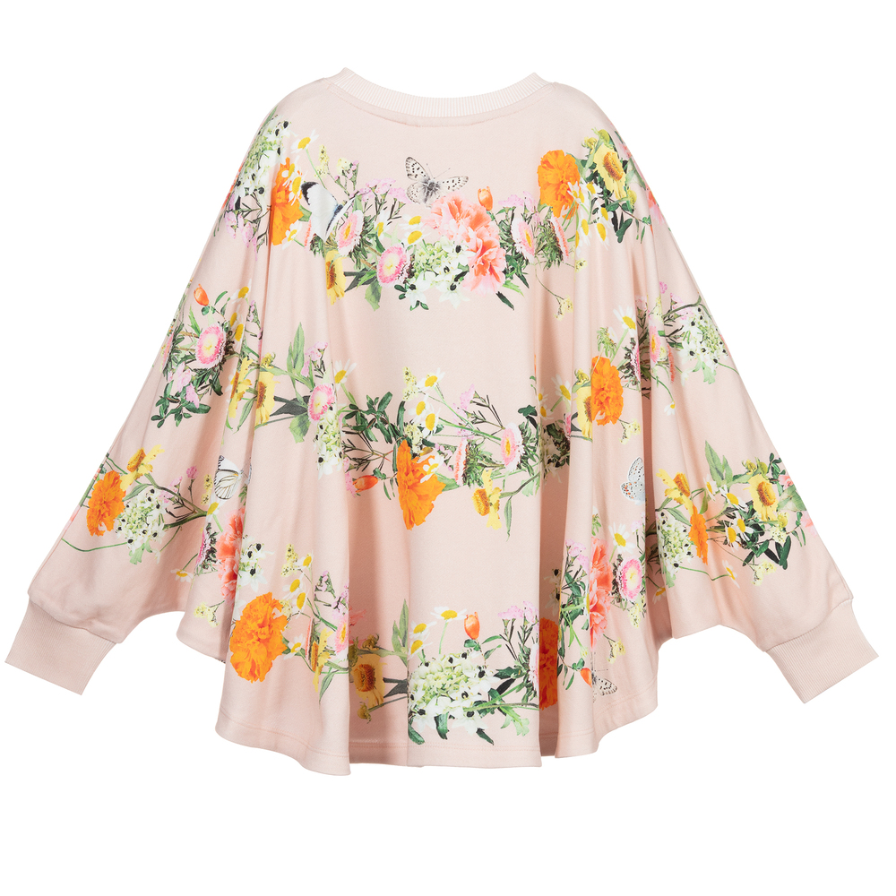 Molo-Pink Floral Poncho Sweatshirt | Childrensalon Outlet