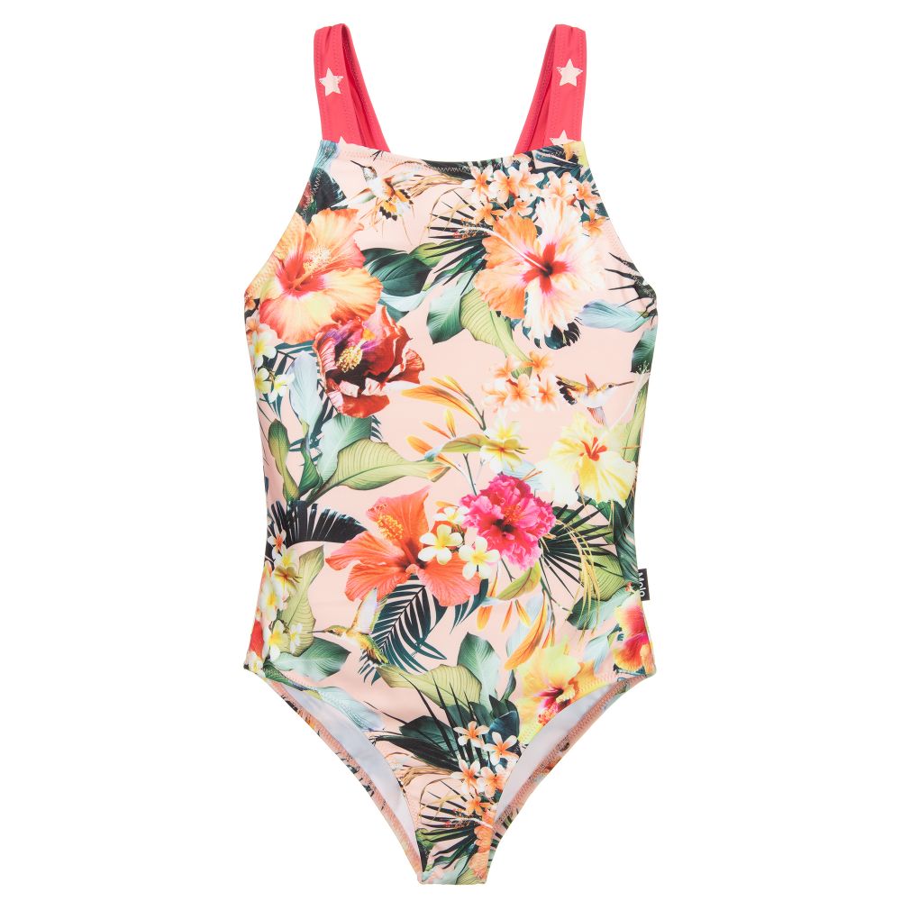 Molo - Pink Floral Swimsuit (UPF50+) | Childrensalon