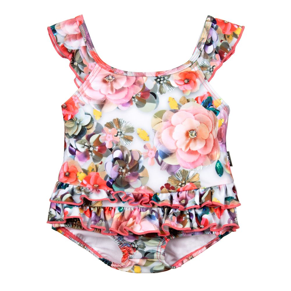 Molo - Pink Floral Swimsuit (UPF50+) | Childrensalon
