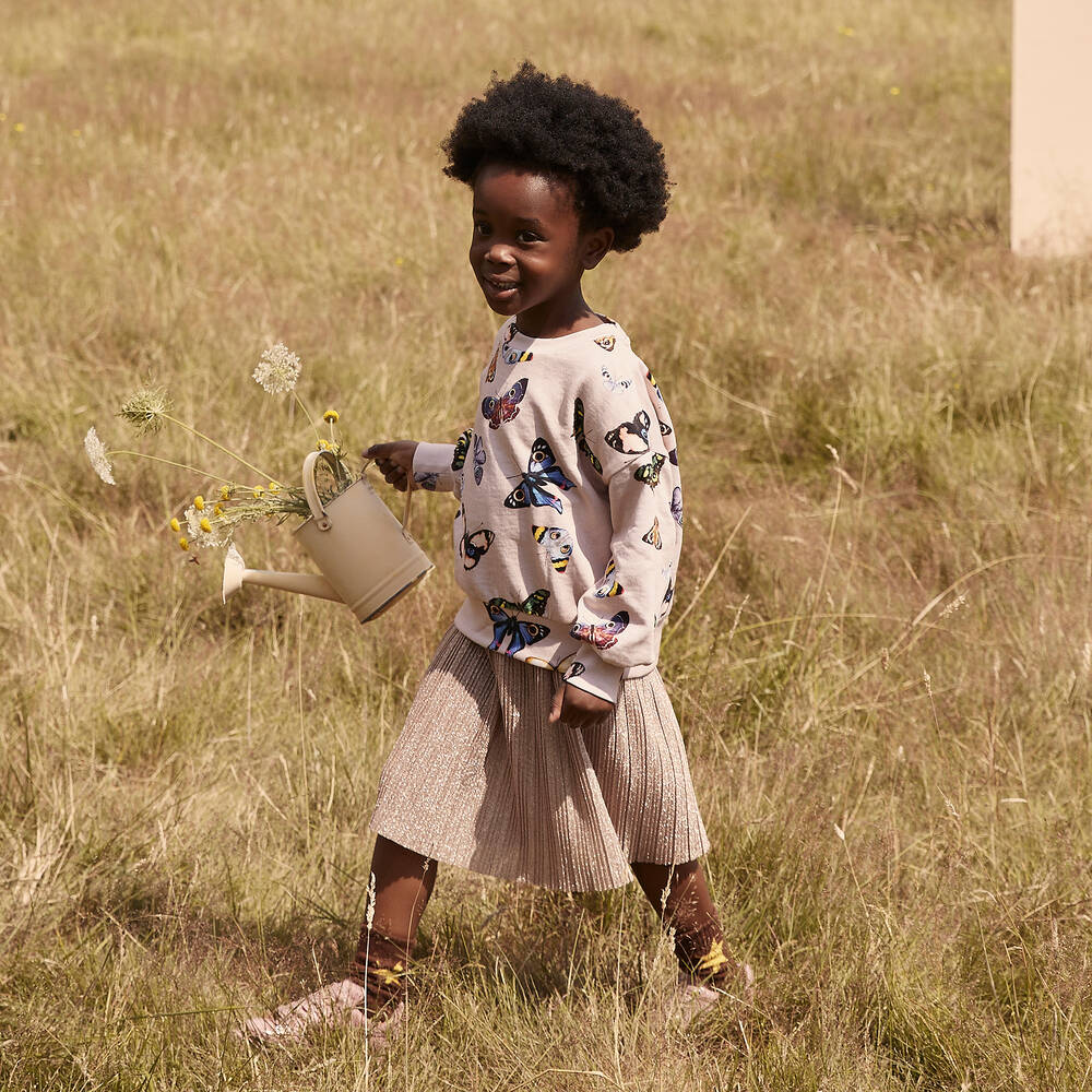 Molo-Pink Glitter Pleated Skirt | Childrensalon Outlet