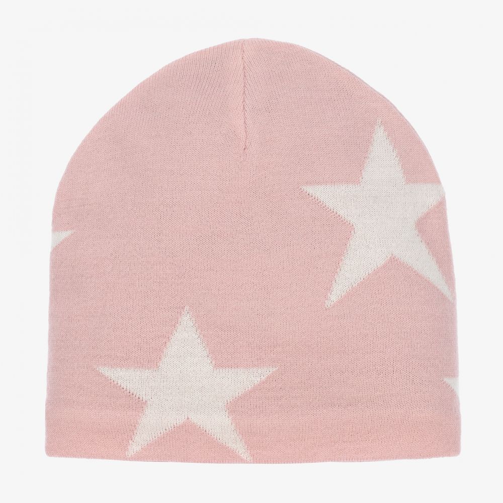 Molo - Pink Knitted Wool Beanie Hat | Childrensalon