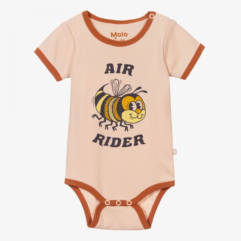 Molo-Розовое боди из органического хлопка с пчелой | Childrensalon Outlet