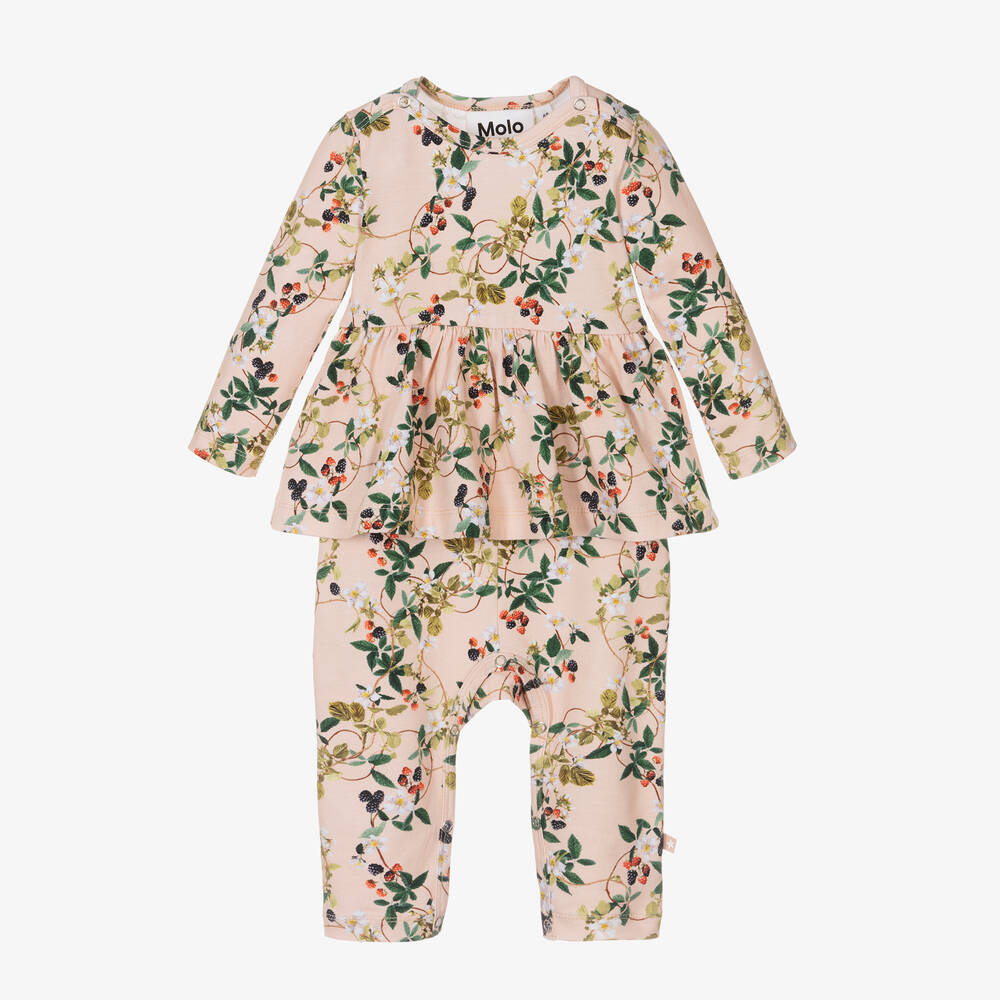 Molo - Pink Organic Cotton Baby Romper | Childrensalon