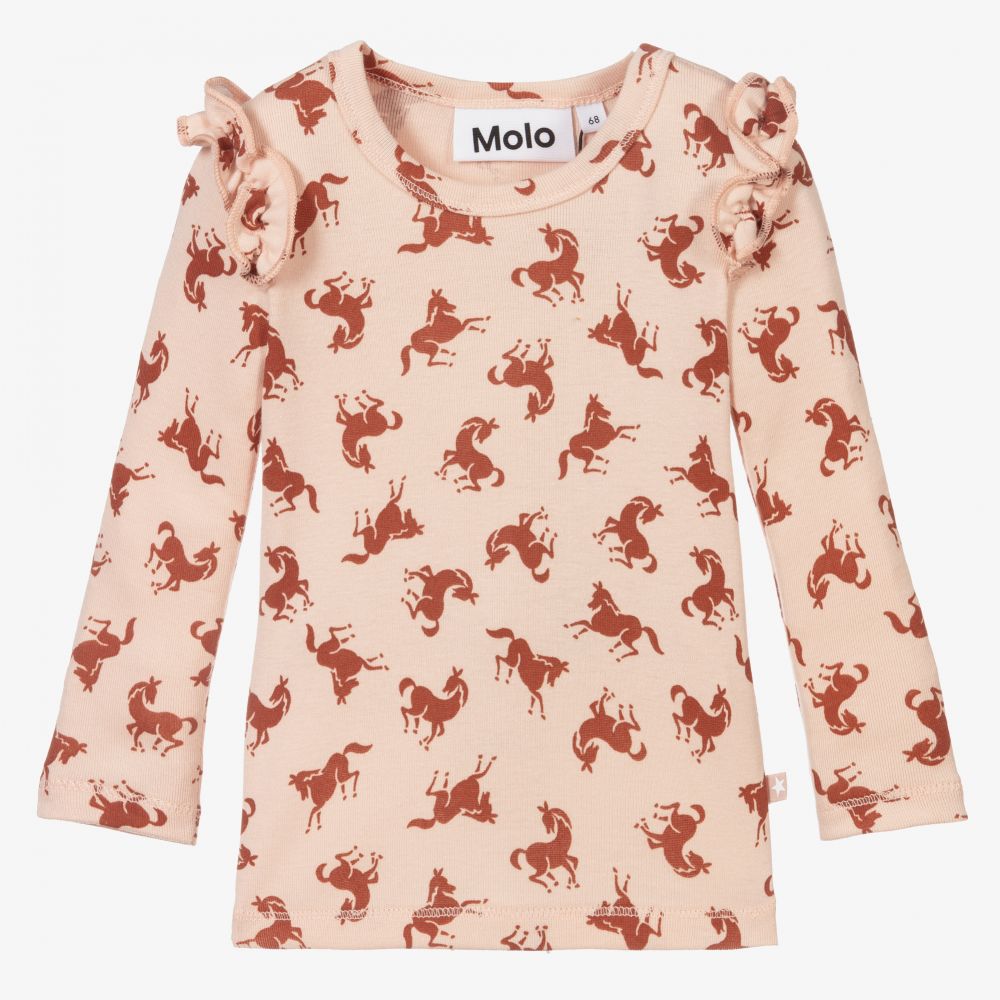 Molo - Haut rose en coton biologique Cheval | Childrensalon