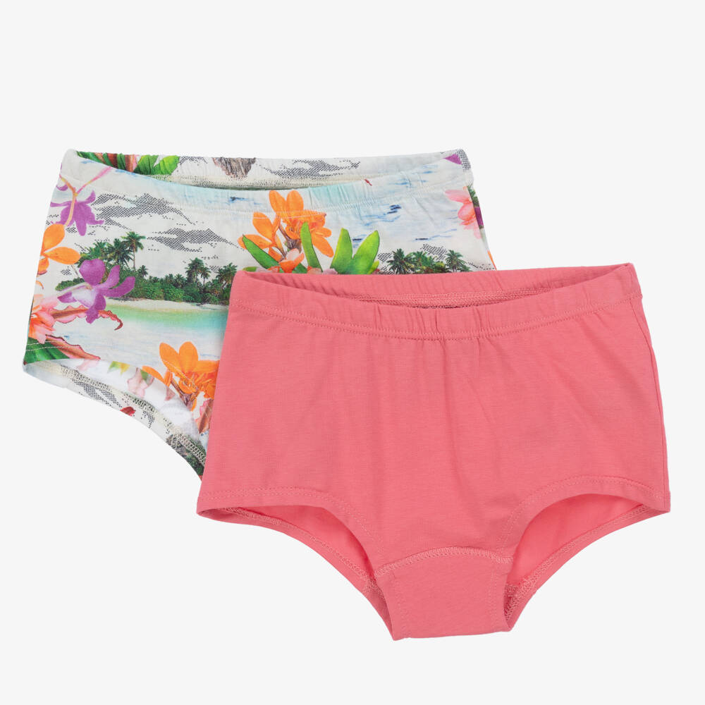 Molo-Pink Organic Cotton Island Knickers (2 Pack) | Childrensalon Outlet