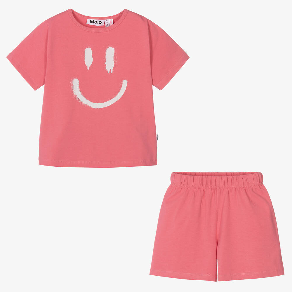 Molo-Pink Organic Cotton Short Pyjamas  | Childrensalon Outlet