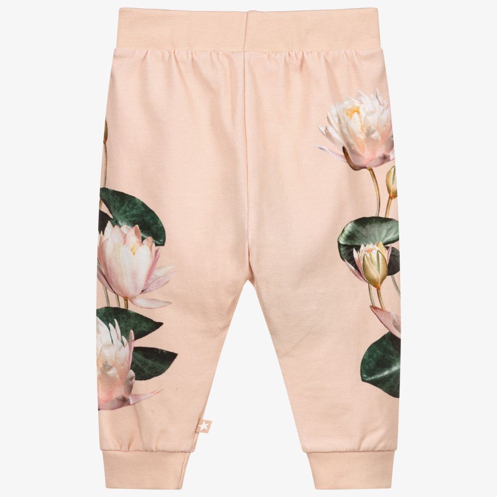 Molo-Розовые джоггеры из органического хлопка с цветами | Childrensalon Outlet
